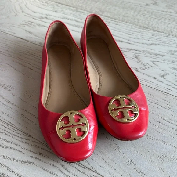 Tory Burch red leather flats - Picture 1 of 5